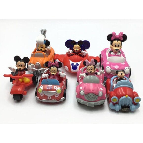 Disney Mickey Mouse Clubhouse Minnie Cars Pullback Spaceship Scooter Figures Lot - Picture 1 of 13